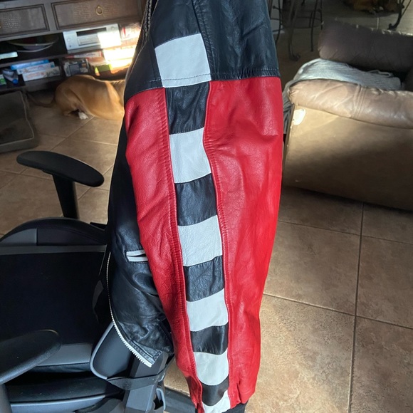 Nice Leather Jacket with racing stripes down each arm - Picture 3 of 6